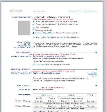 Modele de CV curriculum vitae Europass 
