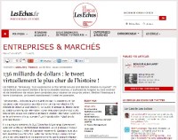 Le Cercle Les Echos _ 136 milliards de dollars le tweet virtuellement le plus cher de l'histoire_par alban jarry