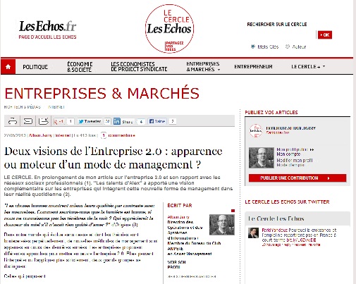 Deux visions de l’Entreprise 2.0 : apparence ou moteur d’un mode de management ? 