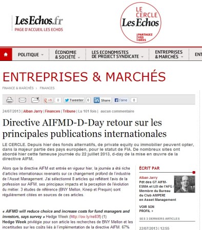 Directive AIFMD-D-Day retour sur les principales publications internationales