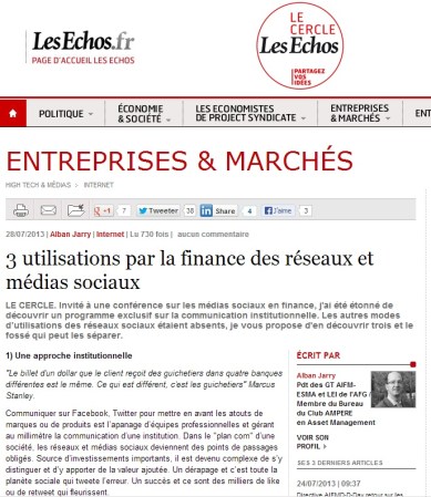 3 utilisations par la finance des réseaux et médias sociaux