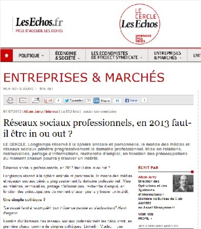 Réseaux sociaux professionnels, en 2013 faut-il être in ou out ?