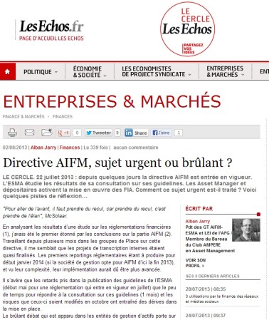 Directive AIFM, sujet urgent ou brûlant ?