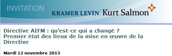 Conférence Kramer Levin / Kurt Salmon - Directive AIFM