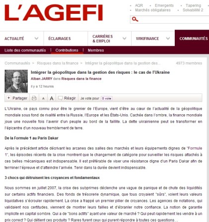 Intégrer la géopolitique dans la gestion des risques : le cas de l'Ukraine par alban jarry