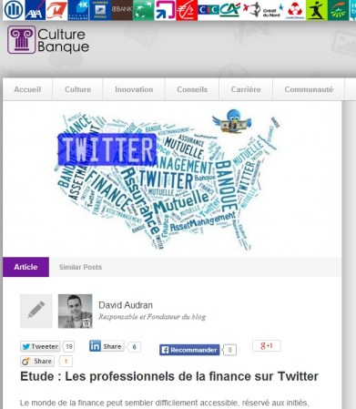 Les professionnels de la finance sur Twitter (interview faite par David Audran pour Culture Banque)