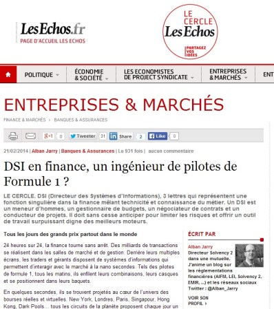 DSI en finance, un ingénieur de pilotes de Formule 1 ? par alban jarry