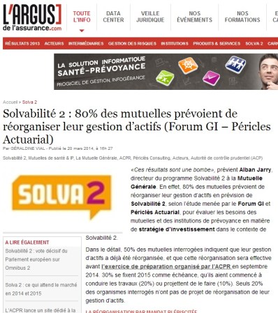 Solvabilité 2 : 80% des mutuelles prévoient de réorganiser leur gestion d’actifs (Forum GI – Péricles Actuarial)
