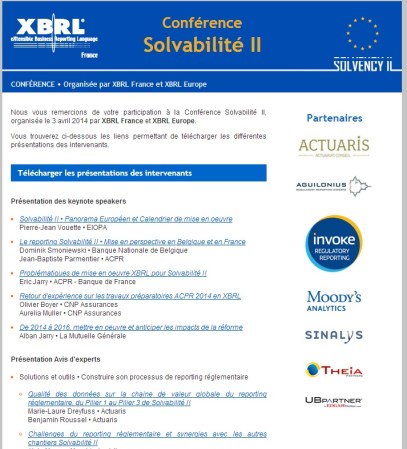 Conférence @XBRLFrance sur #Solvency2 : documents