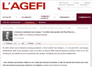 Comment construire son réseau ? La folle chevauchée de Paul Revere .. par alban jarry